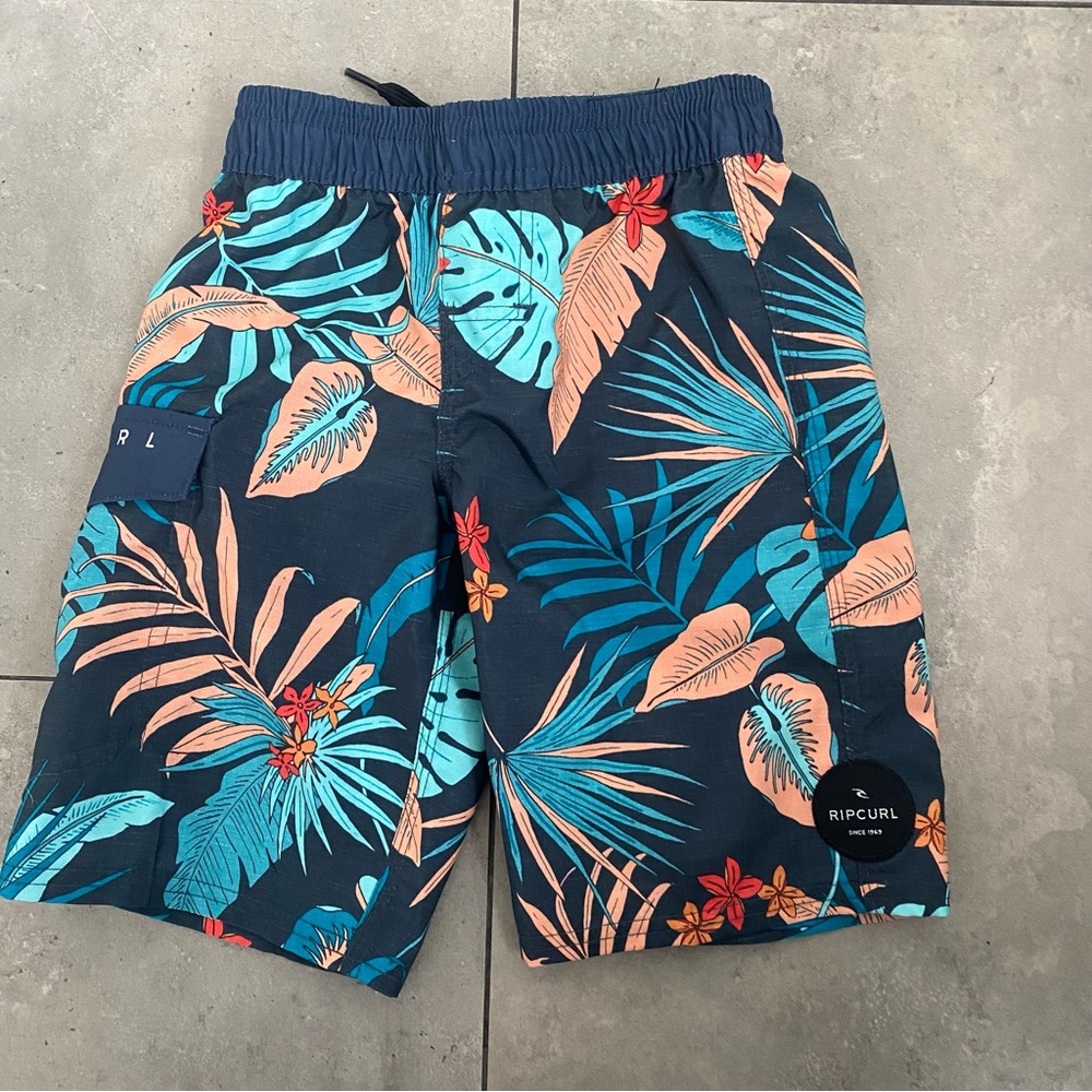 Boys Toddler Rip Curl leaf print swim trunks shorts size 2